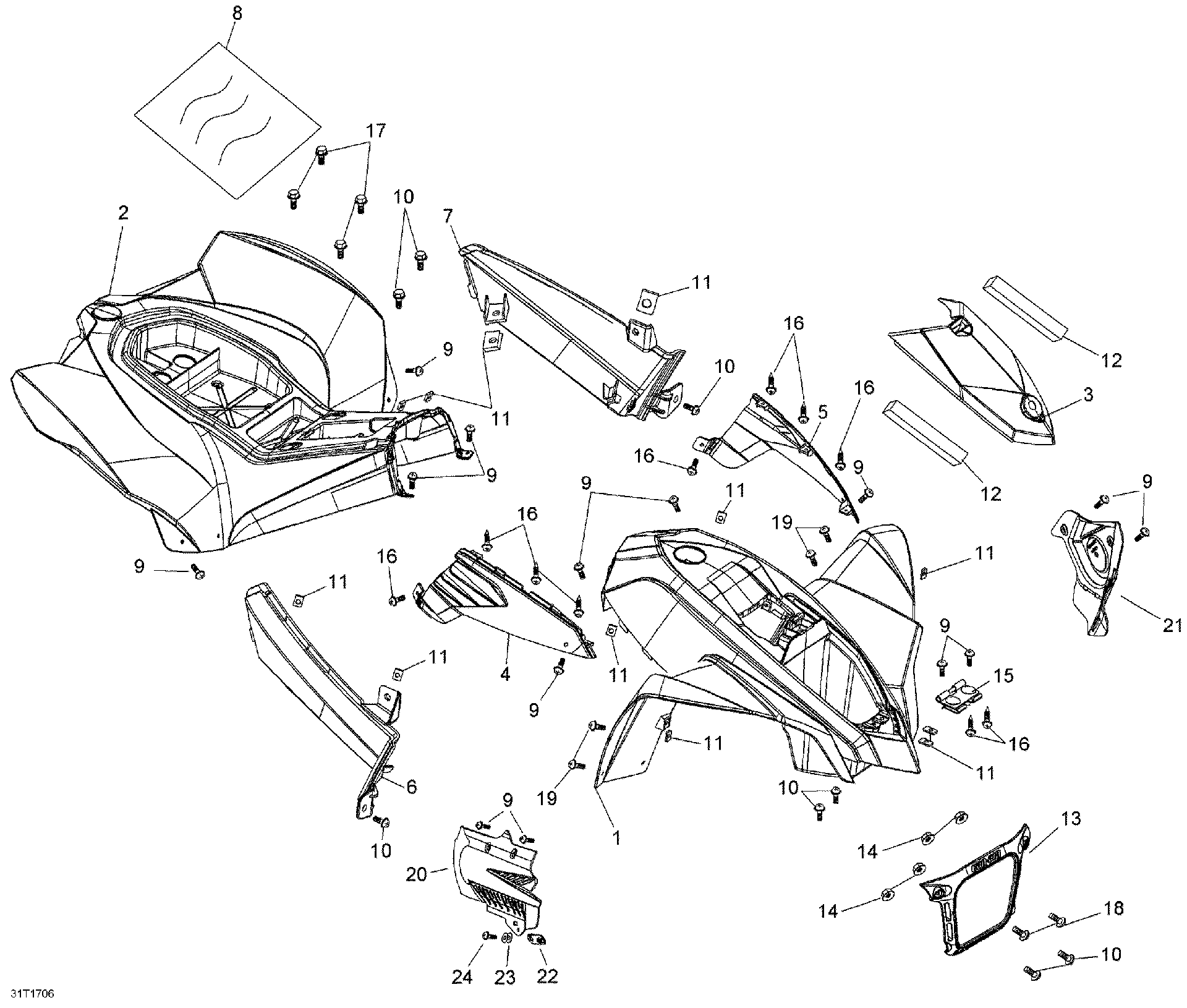 An Image of a Genuine Can-Am Parts Schematic Diagram showing the schematic - BODY AND ACCESSORIES