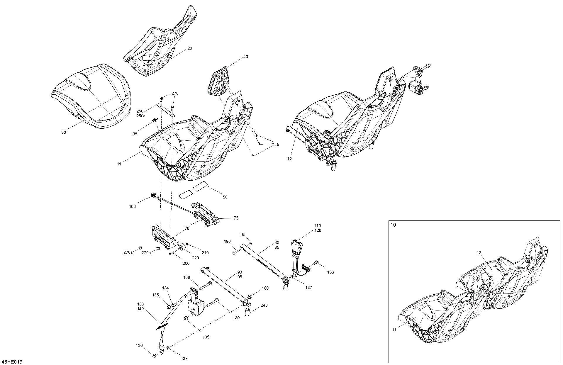 An Image of a Genuine Can-Am Parts Schematic Diagram showing the schematic - BODY - SEAT