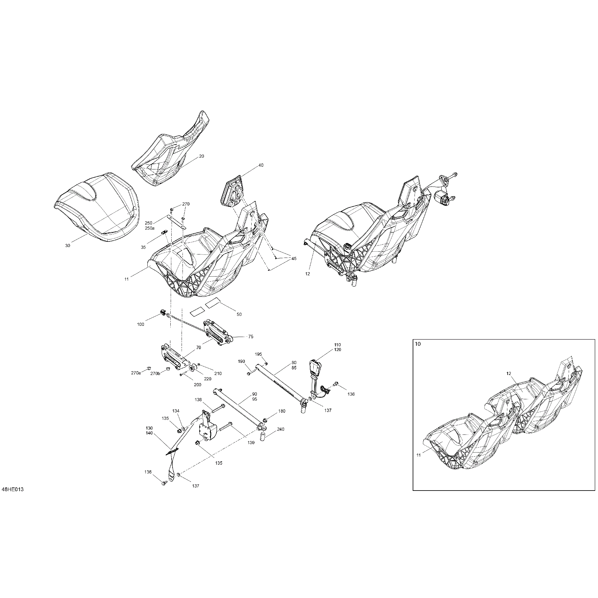 An Image of a Genuine Can-Am Parts Schematic Diagram showing the schematic - BODY - SEAT