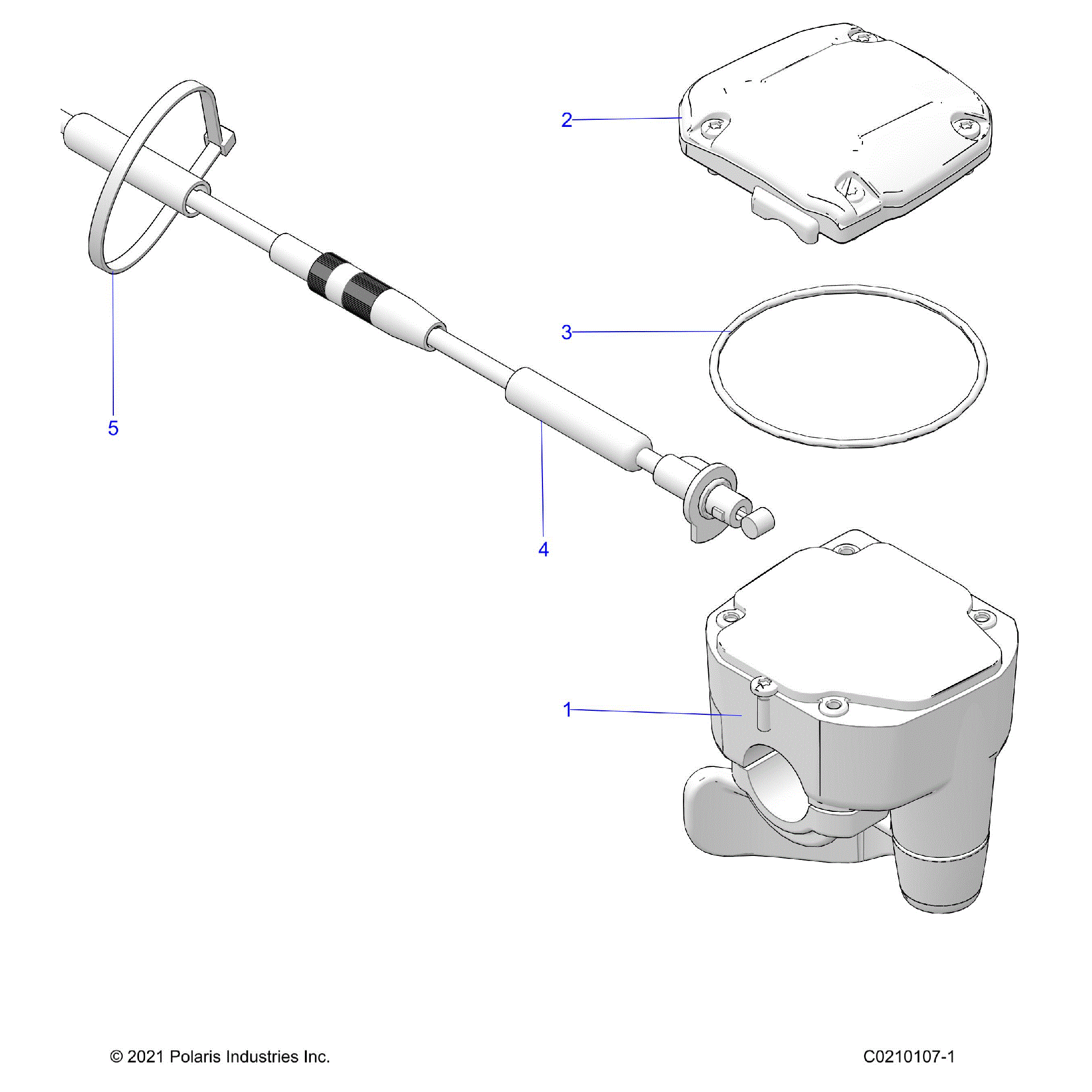 An Image of a Genuine Polaris Parts Schematic Diagram showing the schematic - STEERING: CONTROLS THROTTLE ASM. and CABLE - 2026 POLARIS SPORTSMAN 850 EPS PREMIUM 48"