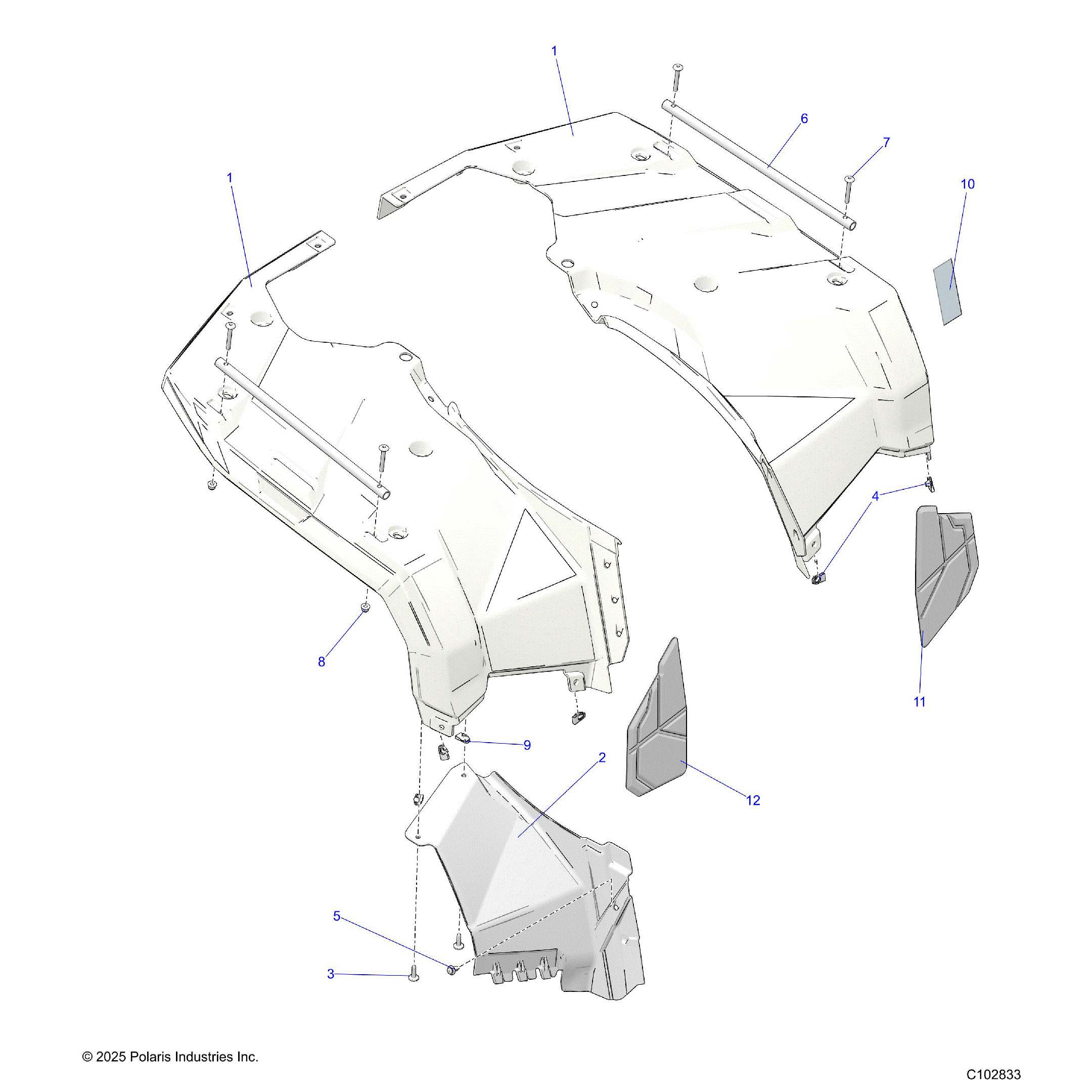 An Image of a Genuine Polaris Parts Schematic Diagram showing the schematic - BODY: REAR CAB - 2026 POLARIS SPORTSMAN TOURING 570