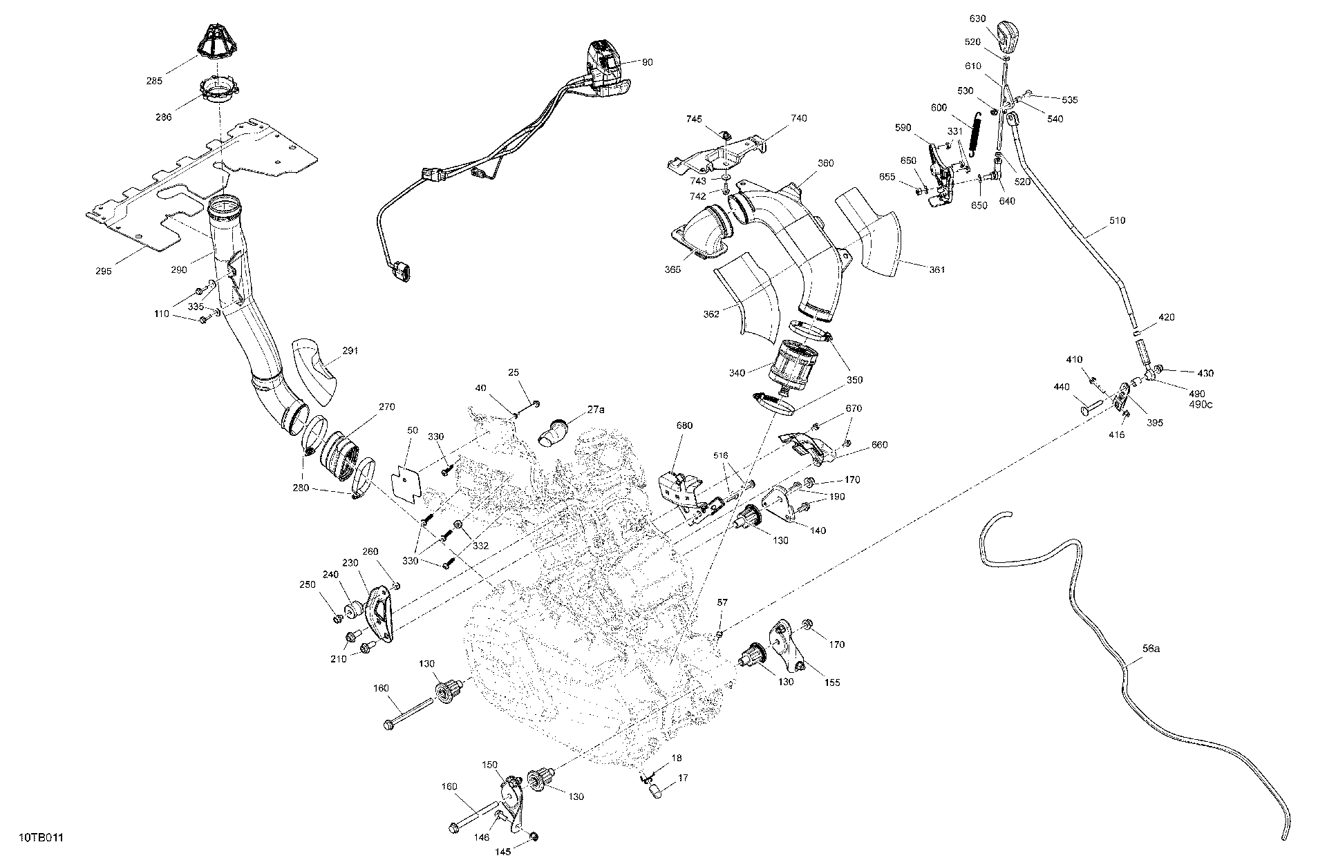 An Image of a Genuine Can-Am Parts Schematic Diagram showing the schematic - ENGINE - SYSTEM
