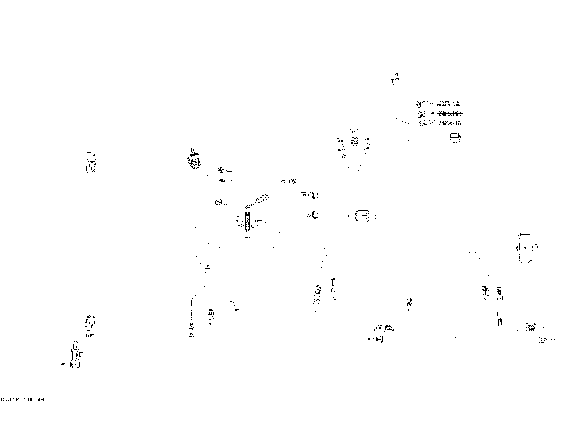 An Image of a Genuine Can-Am Parts Schematic Diagram showing the schematic - ELECTRICAL HARNESS 710005644