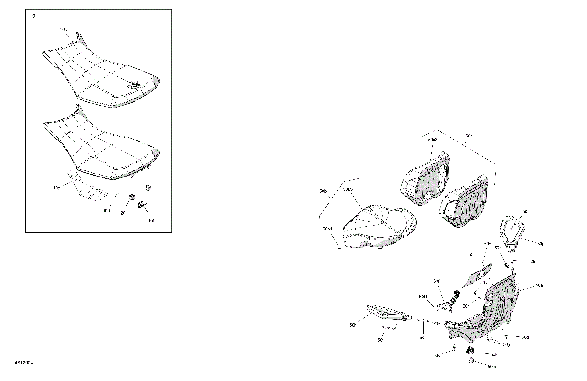 An Image of a Genuine Can-Am Parts Schematic Diagram showing the schematic - BODY - SEAT