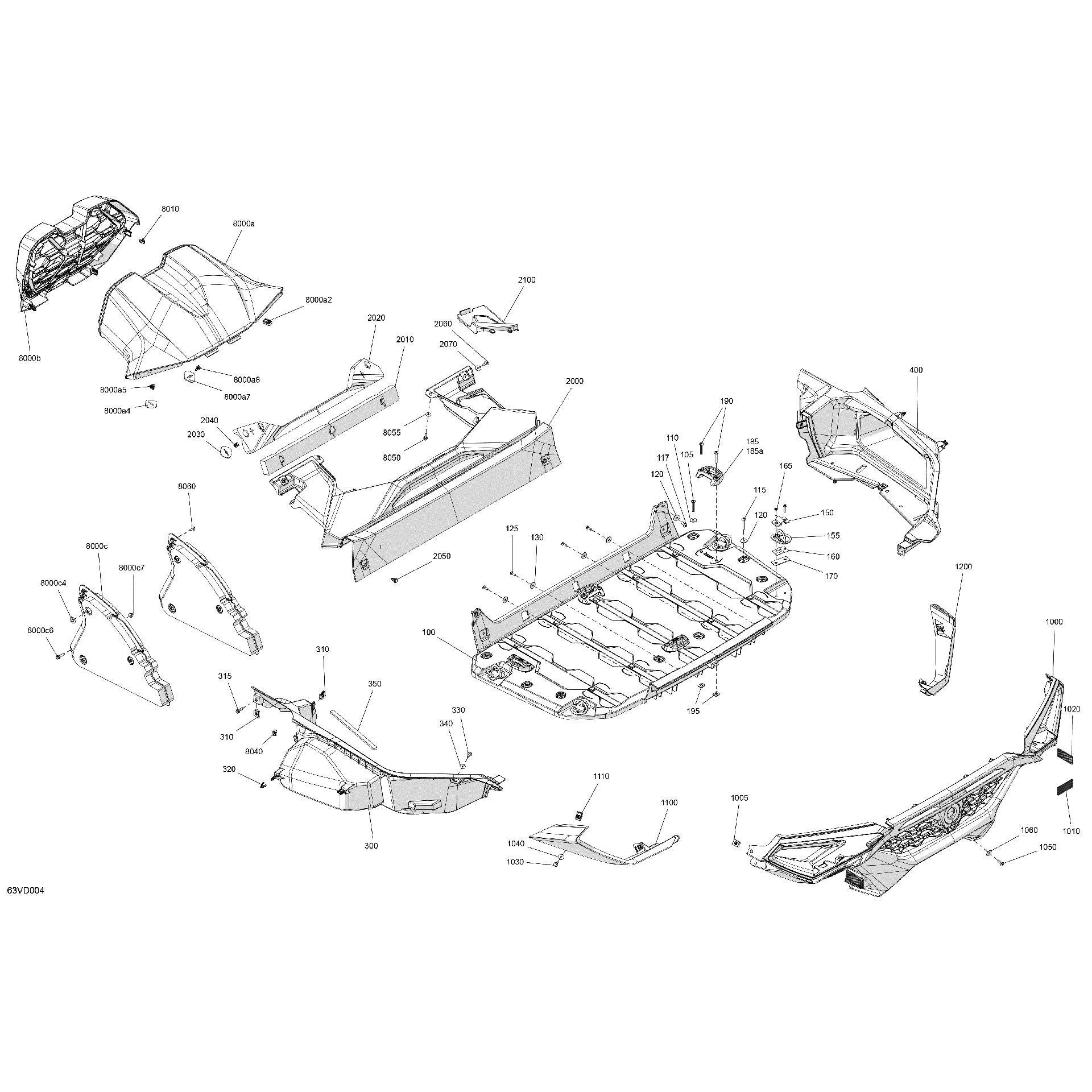 An Image of a Genuine Can-Am Parts Schematic Diagram showing the schematic - BODY - CARGO (63VD004A)