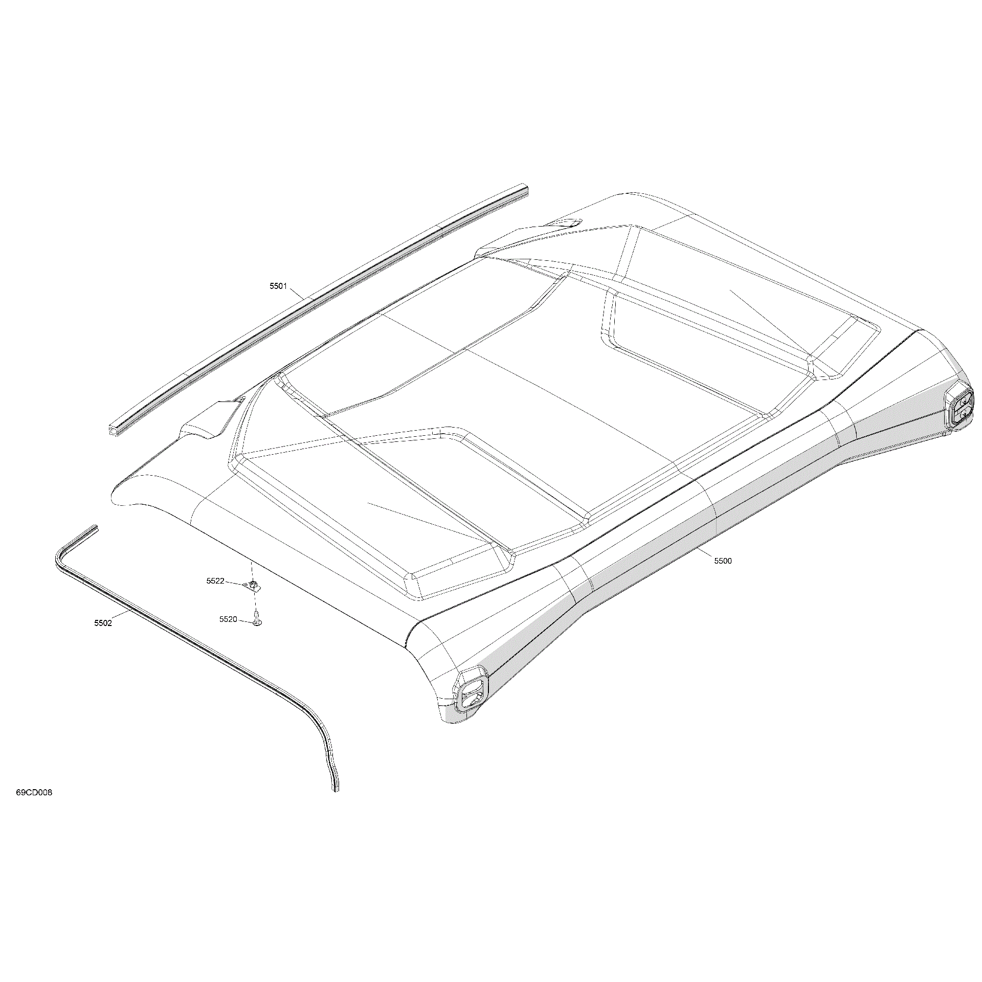 An Image of a Genuine Can-Am Parts Schematic Diagram showing the schematic - BODY - ROOF