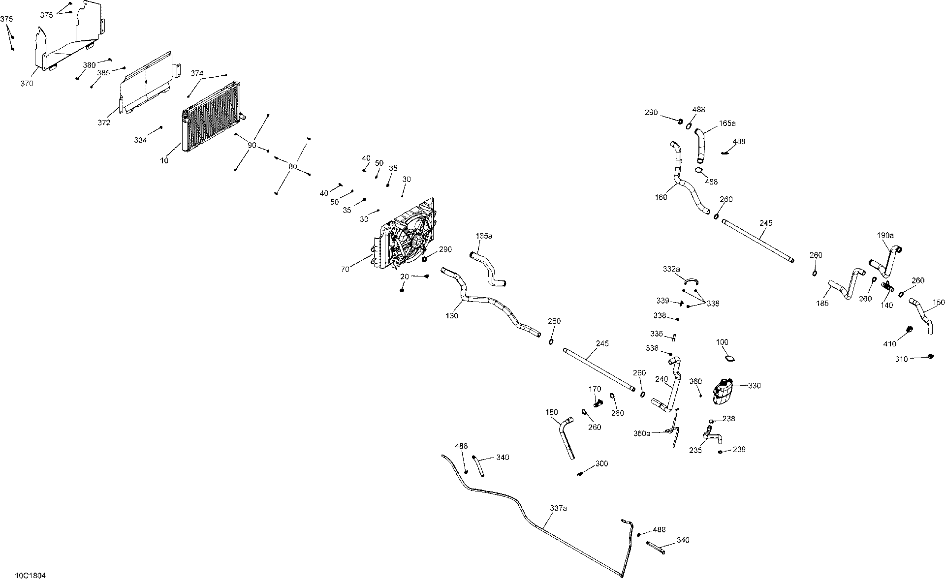 An Image of a Genuine Can-Am Parts Schematic Diagram showing the schematic - COOLING DEFENDER PACKAGE X MR