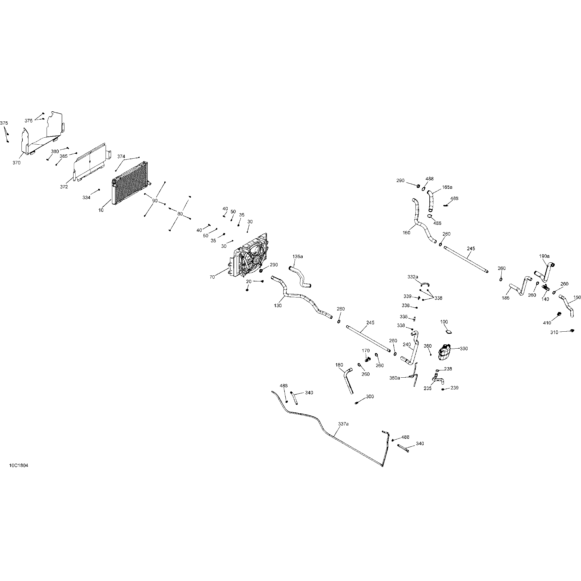An Image of a Genuine Can-Am Parts Schematic Diagram showing the schematic - COOLING TRAXTER HD5