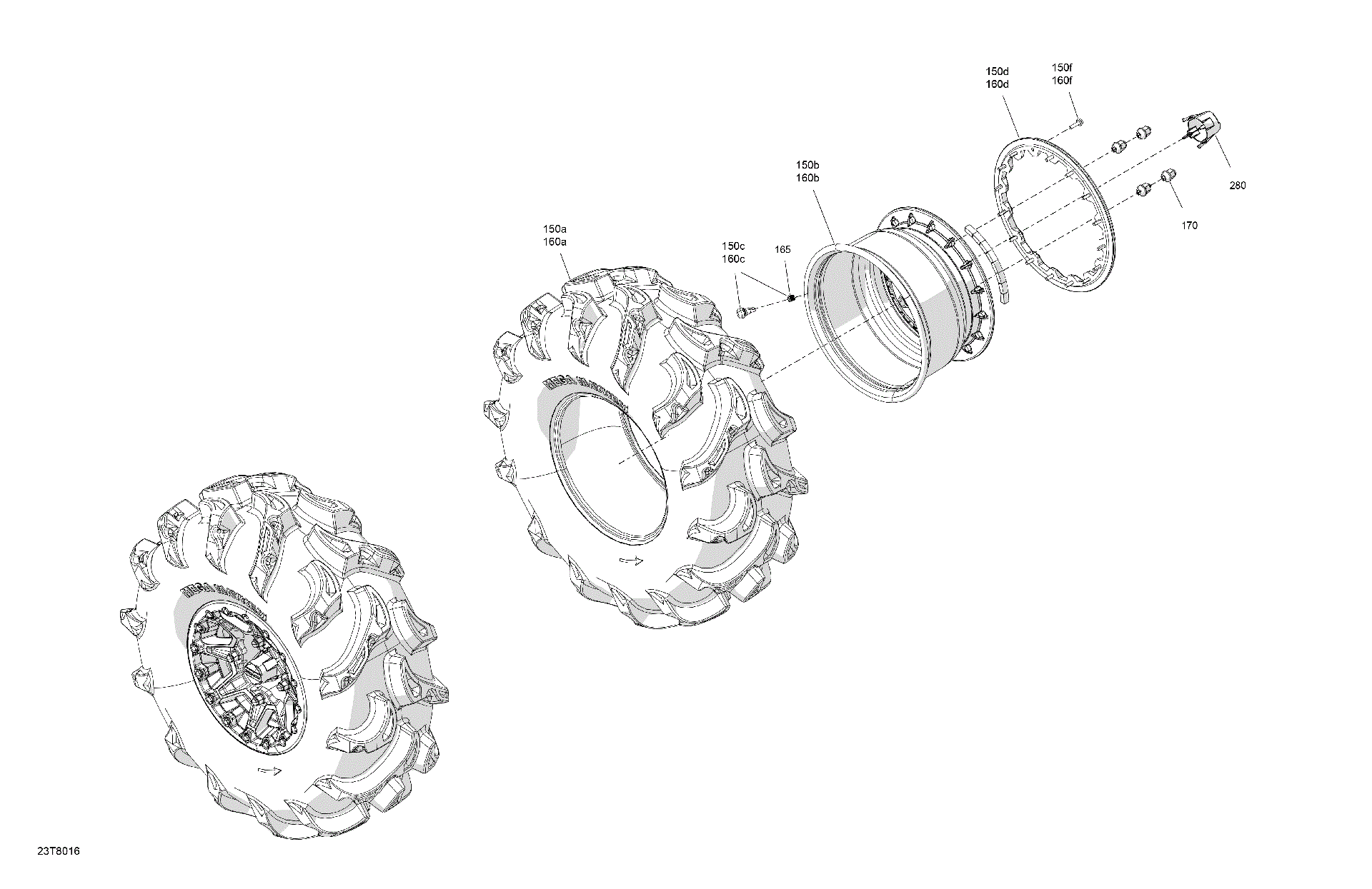 An Image of a Genuine Can-Am Parts Schematic Diagram showing the schematic - DRIVE - REAR WHEELS
