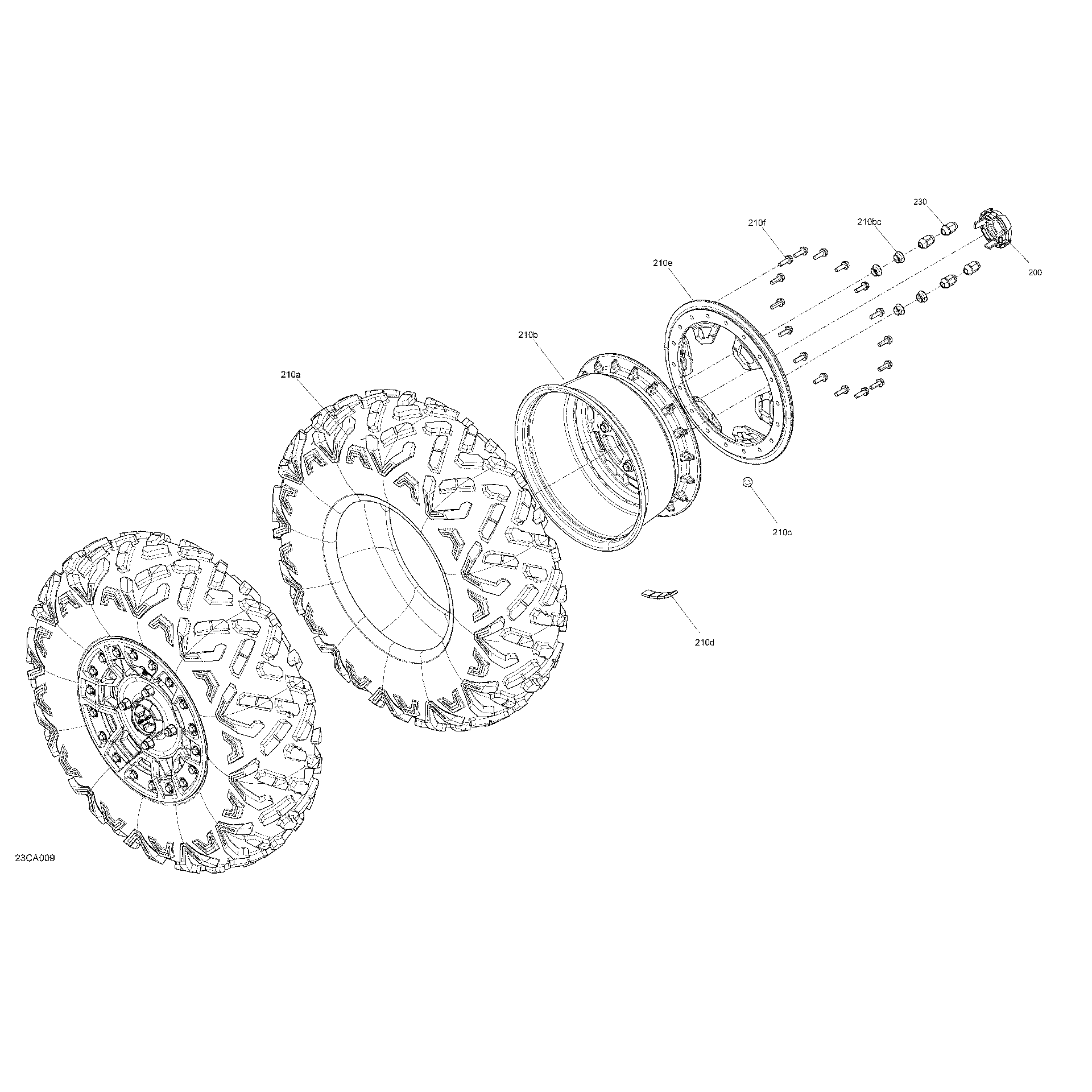 An Image of a Genuine Can-Am Parts Schematic Diagram showing the schematic - DRIVE - FRONT WHEELS - X RS