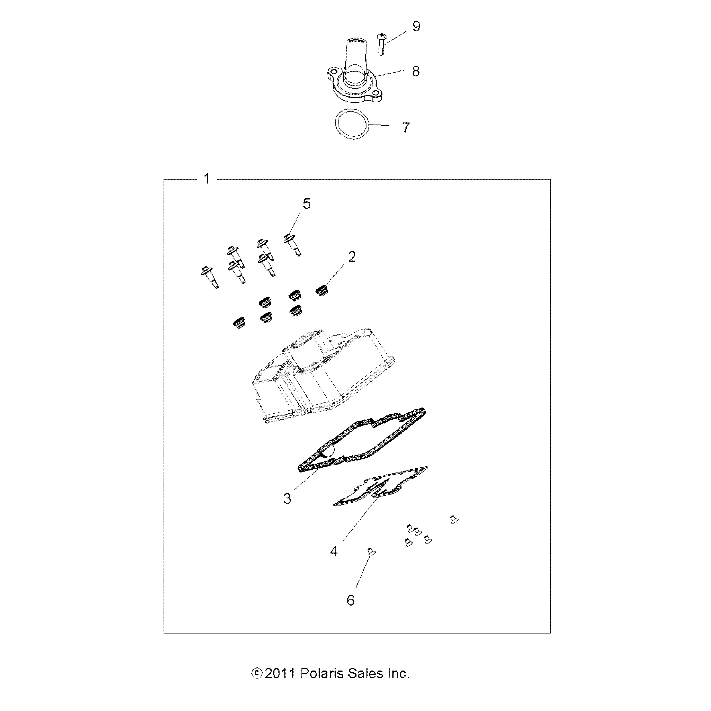 An Image of a Genuine Polaris Parts Schematic Diagram showing the schematic - ENGINE: VALVE COVER - 2016 POLARIS SCRAMBLER XP 1000