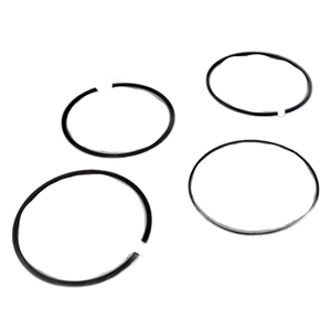 The Kit, Piston Ring [Incl. Top, Middle, Bottom Rings] by Polaris includes four black circular rings, each with a small gap, arranged loosely on a white background, designed as genuine OEM parts for Victory motorcycles.