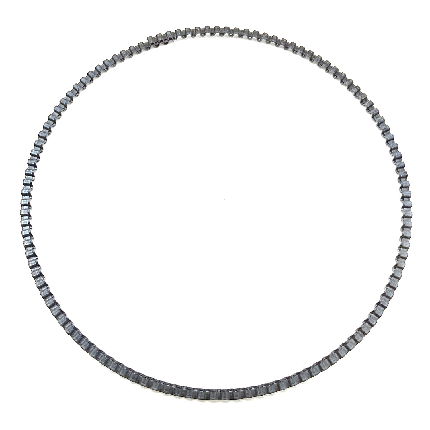 Silver metal piston ring with a textured segmented surface, circular shape, 93 mm diameter.