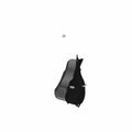 Black left-side motorcycle fuel tank with smooth contours and metal mounting hardware.