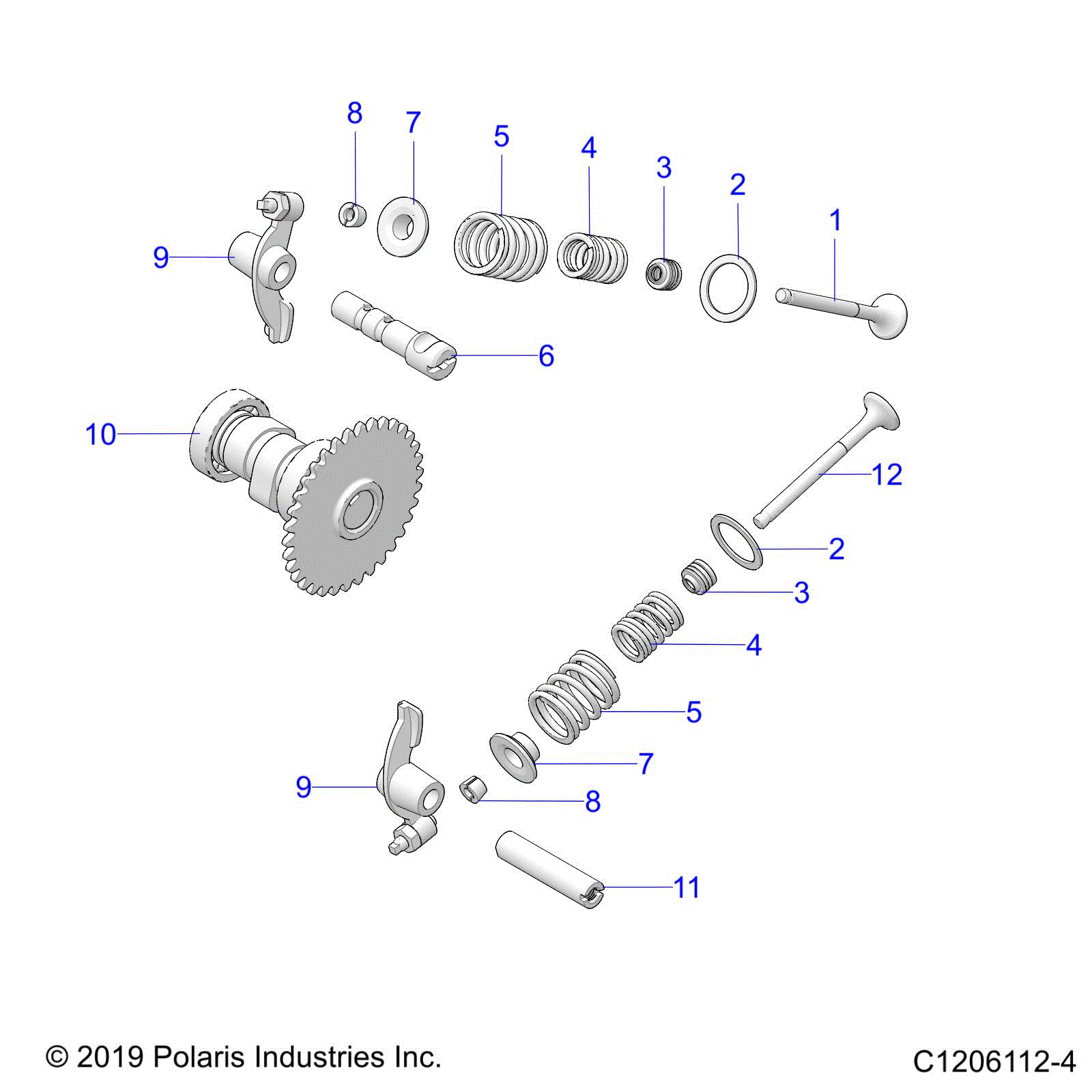 An Image of a Genuine Polaris Parts Schematic Diagram showing the schematic - ENGINE: VALVE TIMING MECHANISM - 2022 POLARIS OUTLAW 70