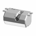 Gray rectangular plastic windshield washer bottle with a screw cap and mounting tabs labeled "Full".