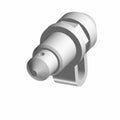 Silver metal bleeder screw with hexagonal head and threaded body for caliper fitting.