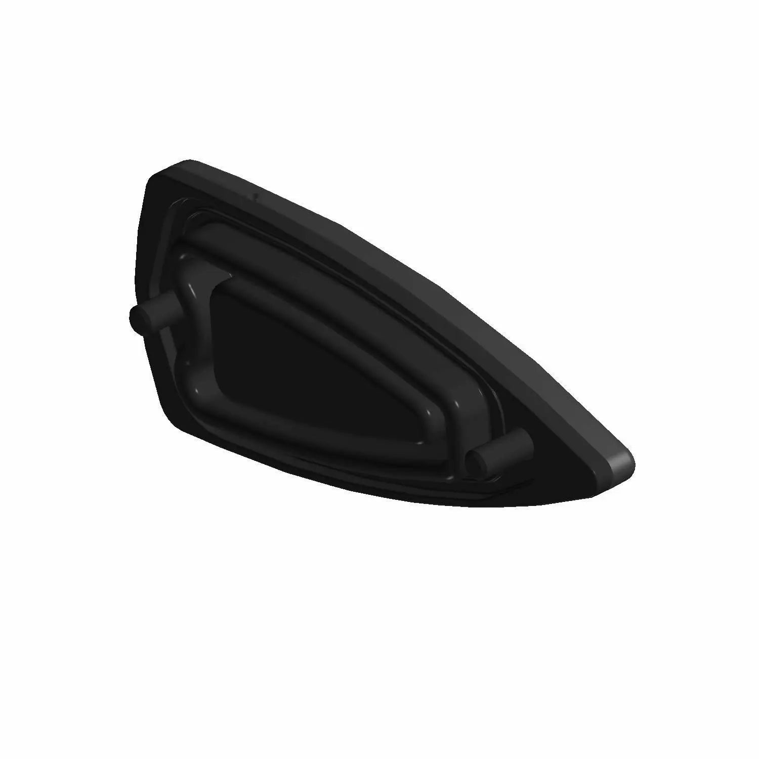 Black triangular master cylinder cover with integrated gasket and mounting points.