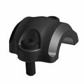 Black curved metal clamp with integrated screw and smooth rounded edges designed for secure fastening.