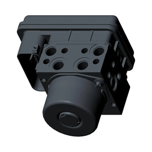Black ABS module with multiple circular ports and a rectangular connector housing on top.