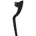 Black curved metal clutch lever with mounting hardware and smooth matte finish.