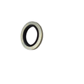 Metal cartridge washer with a black inner rubber ring, circular and flat design.