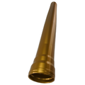 Gold anodized 43mm tapered motorcycle fork tube with smooth finish and open end.