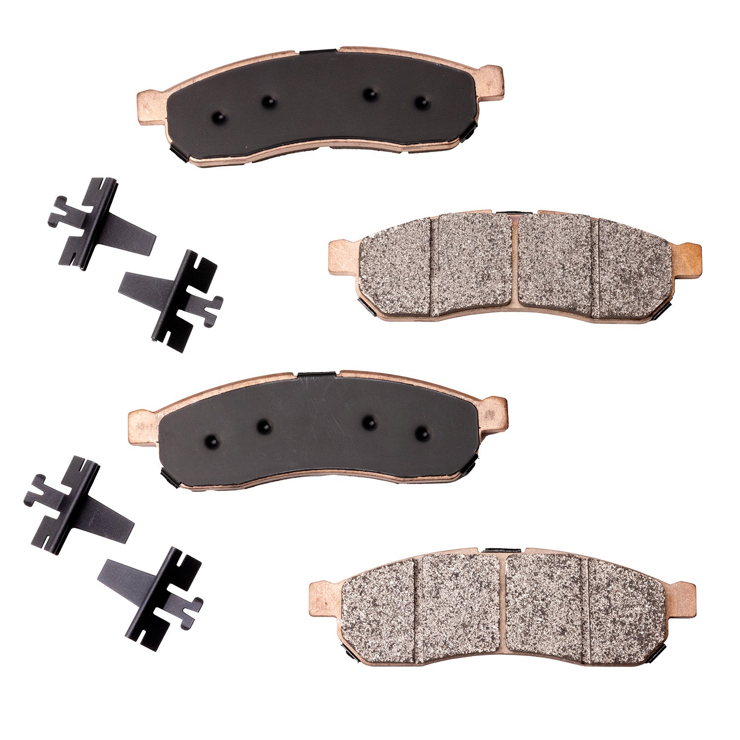 Front brake pads set for Polaris Ranger XD 1500, showing friction surface and metal backing with mounting clips.