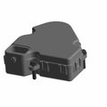 Black triangular plastic actuator with mounting tabs and electrical connectors.