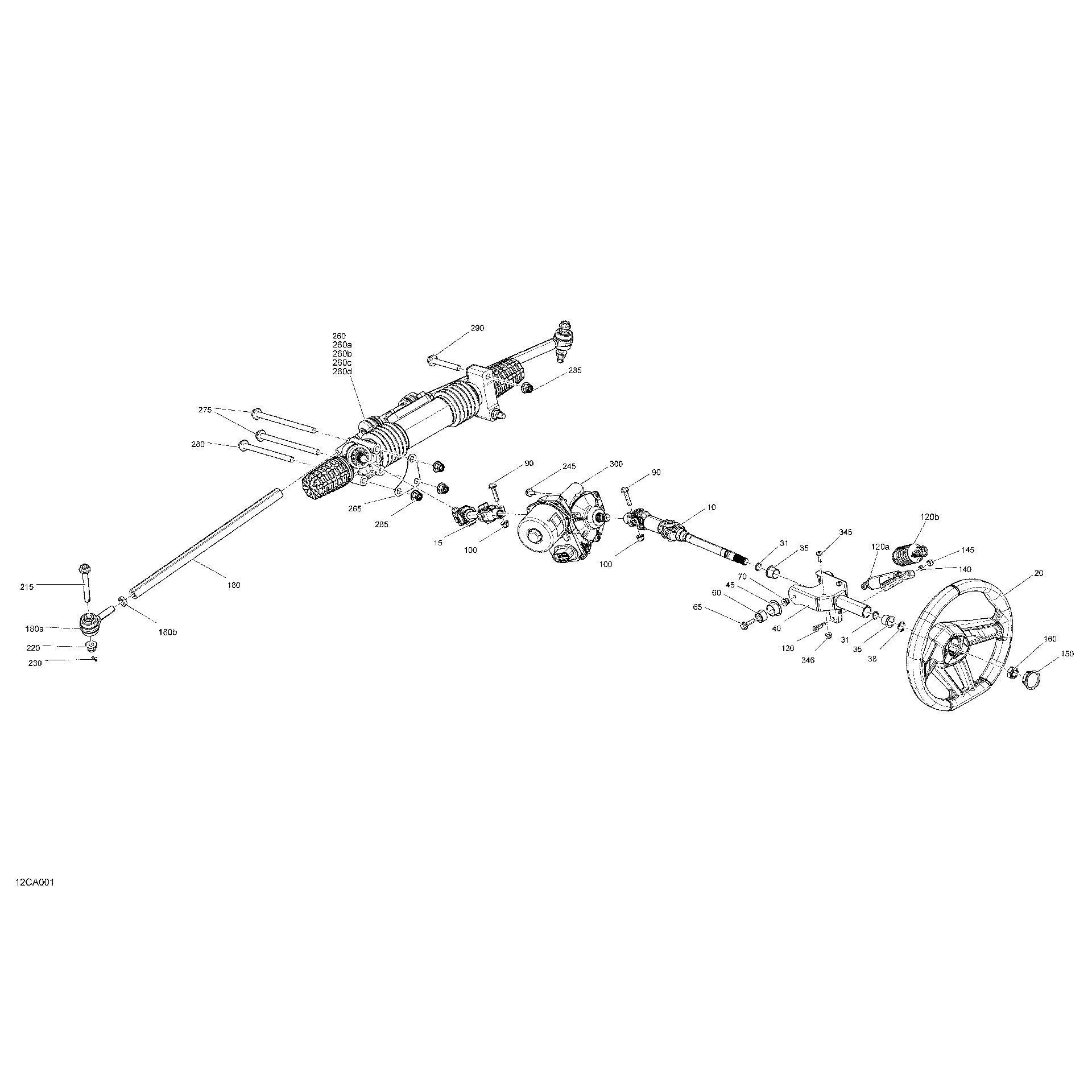 An Image of a Genuine Can-Am Parts Schematic Diagram showing the schematic - MECHANIC - STEERING
