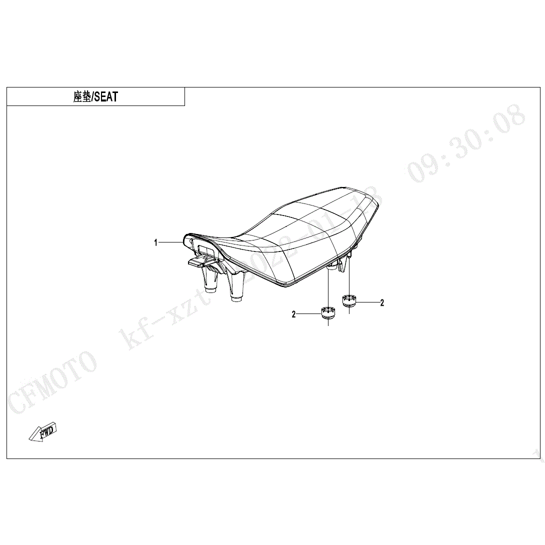 An Image of a genuine CFMOTO Parts Schematic Diagram showing the group - SEAT SYSTEM - 2024 CFMOTO CFORCE EV110