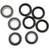 Eight rear wheel bearings from the Yamaha Grizzly Wheel Bearing Kit by Pivot Works are shown on a white background, with alternating orientations displaying both the metal outer rings and inner rubber seals.