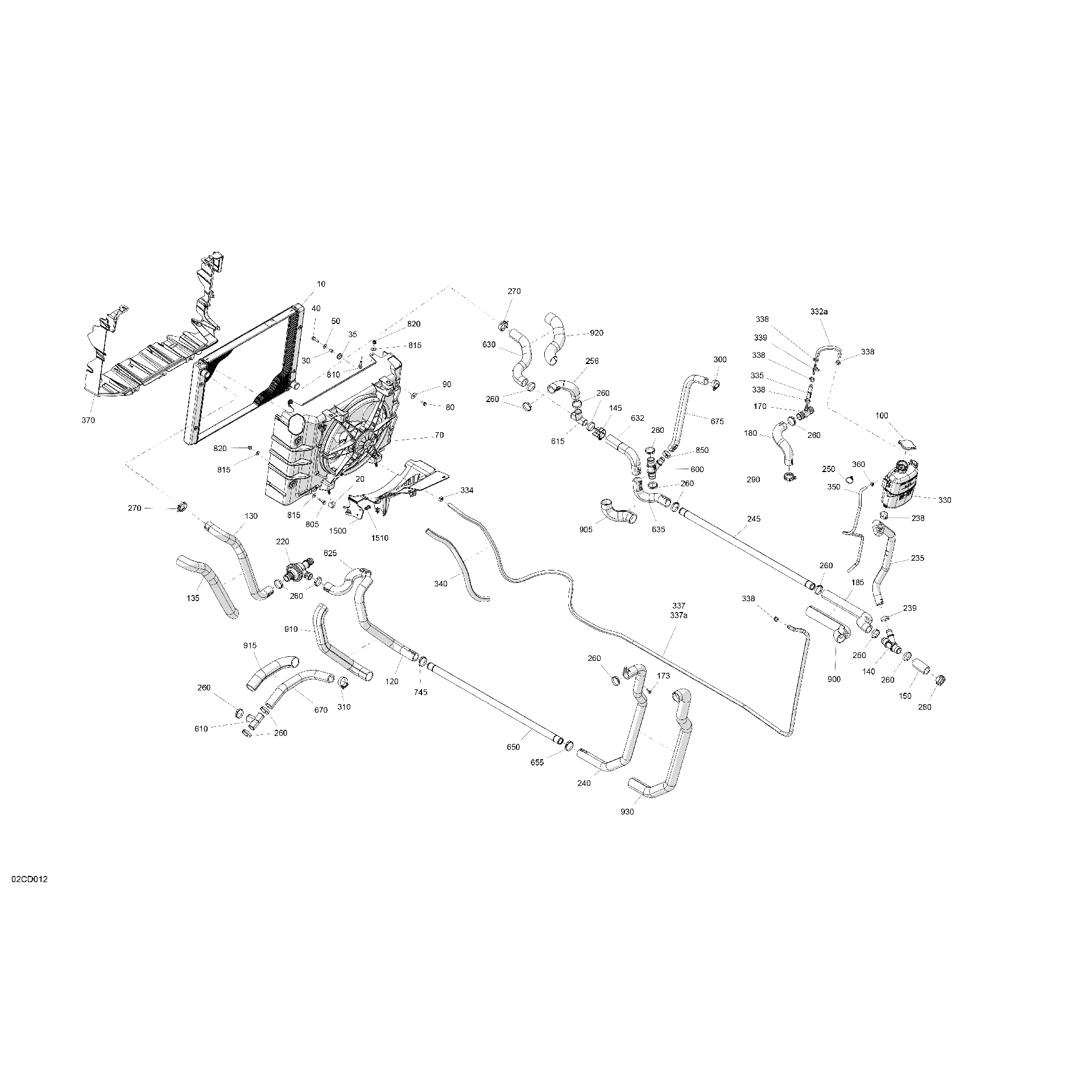 An Image of a Genuine Can-Am Parts Schematic Diagram showing the schematic - ENGINE - COOLING