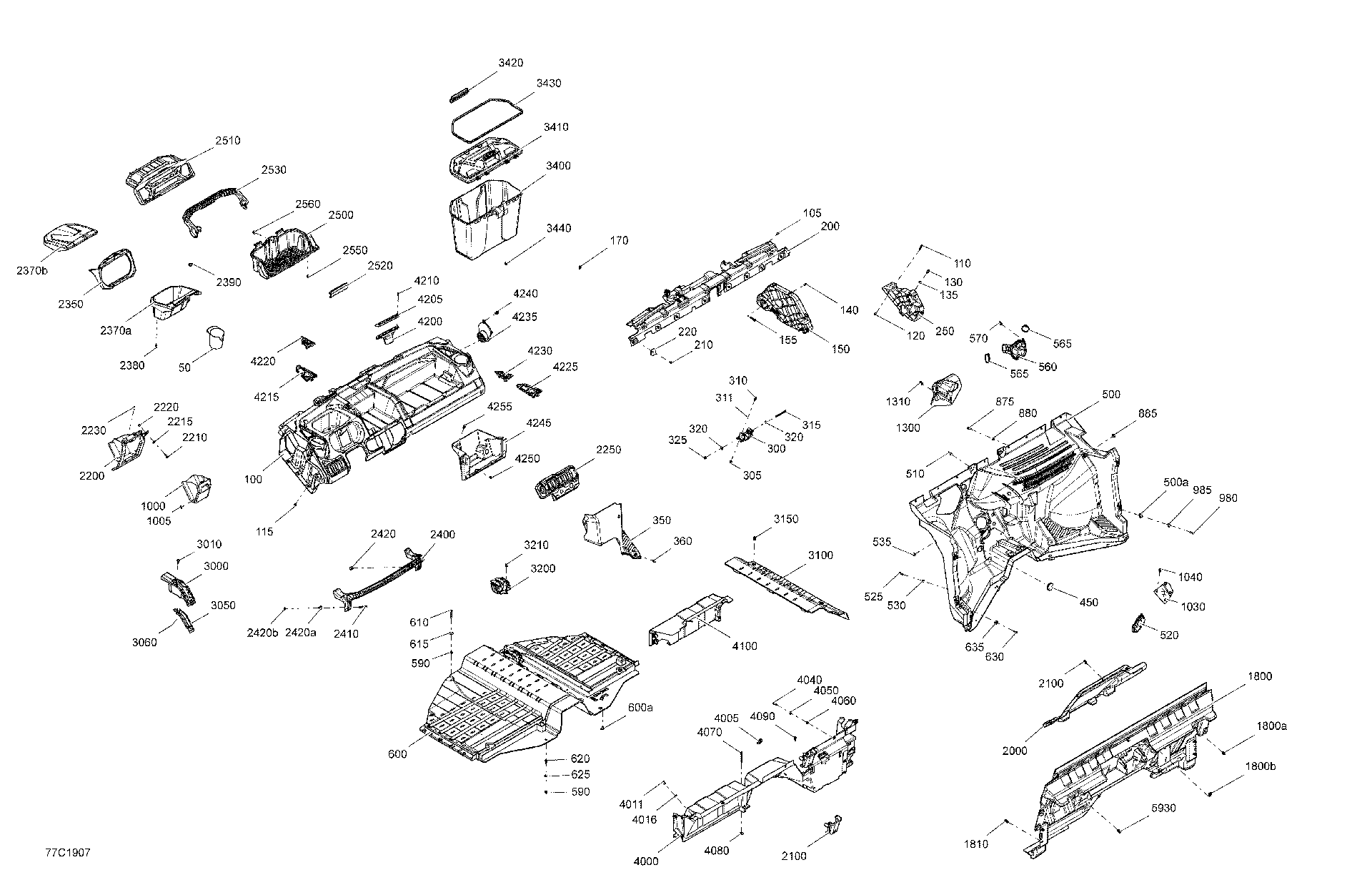 An Image of a Genuine Can-Am Parts Schematic Diagram showing the schematic - CAB INTERIOR - XT CAB