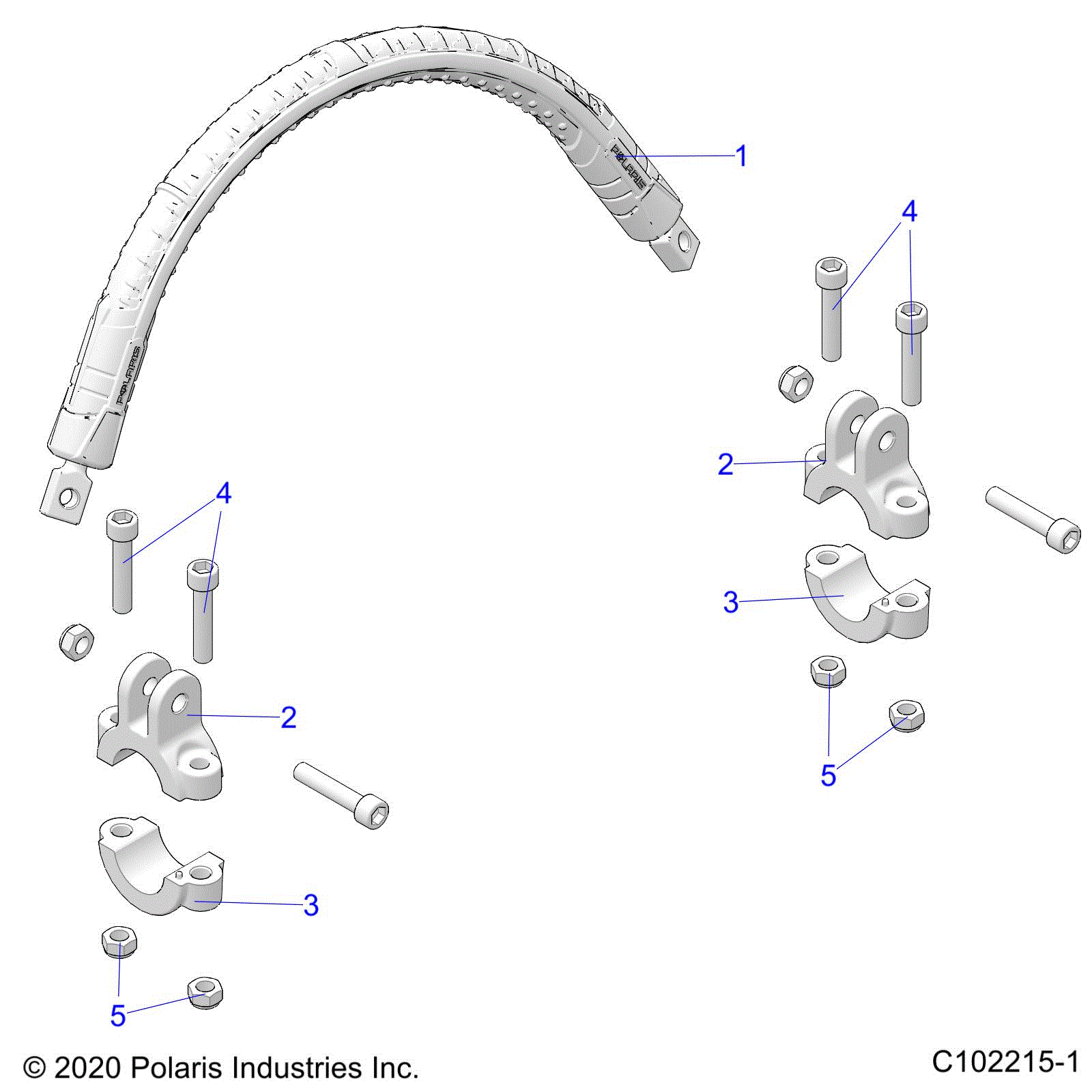 An Image of a Genuine Polaris Parts Schematic Diagram showing the schematic - STEERING: STEERING HOOP - 2024 POLARIS SPORTSMAN XP 1000 HIGH LIFTER