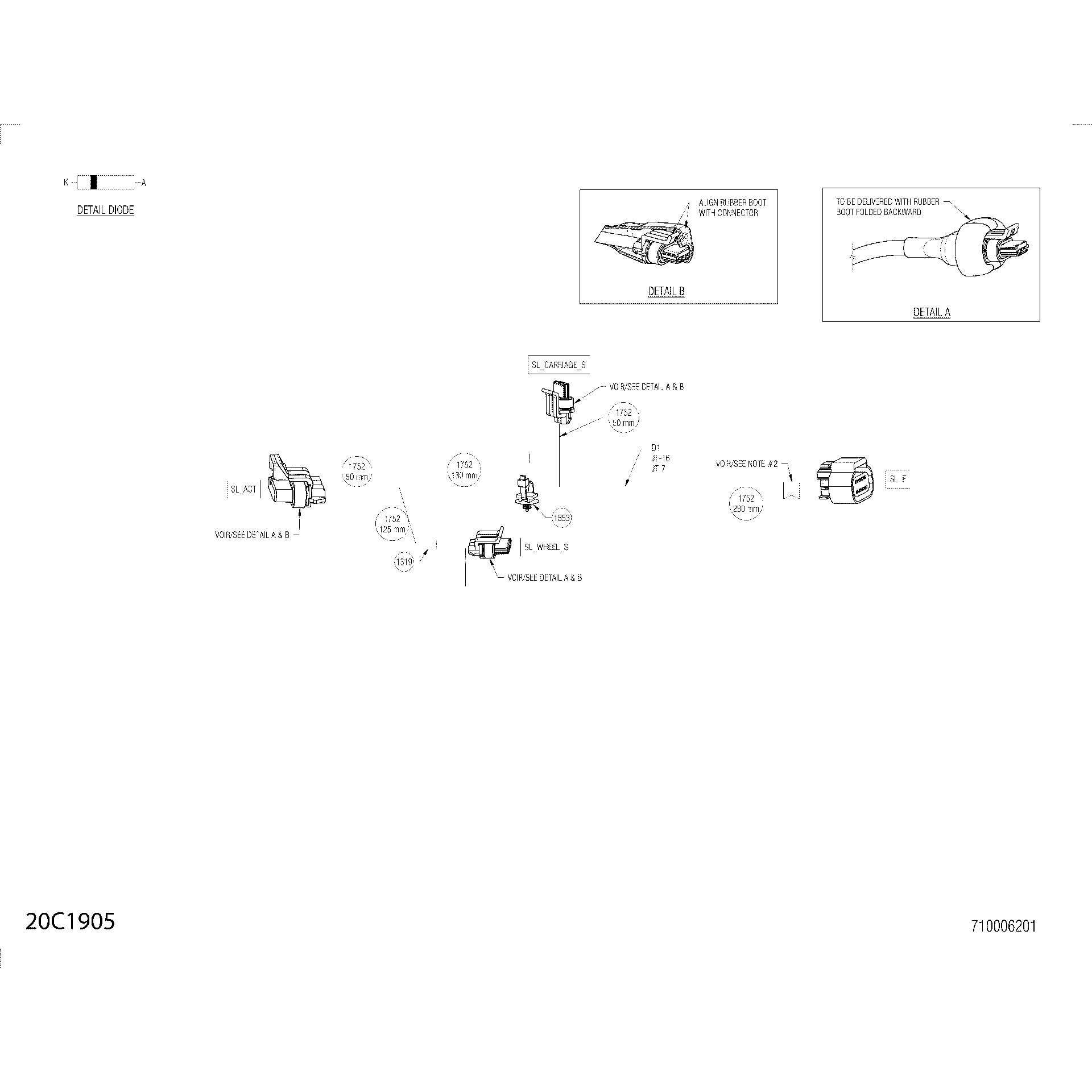 An Image of a Genuine Can-Am Parts Schematic Diagram showing the schematic - ELECTRICAL - FRONT DIFFERENTIAL HARNESS - 710006201