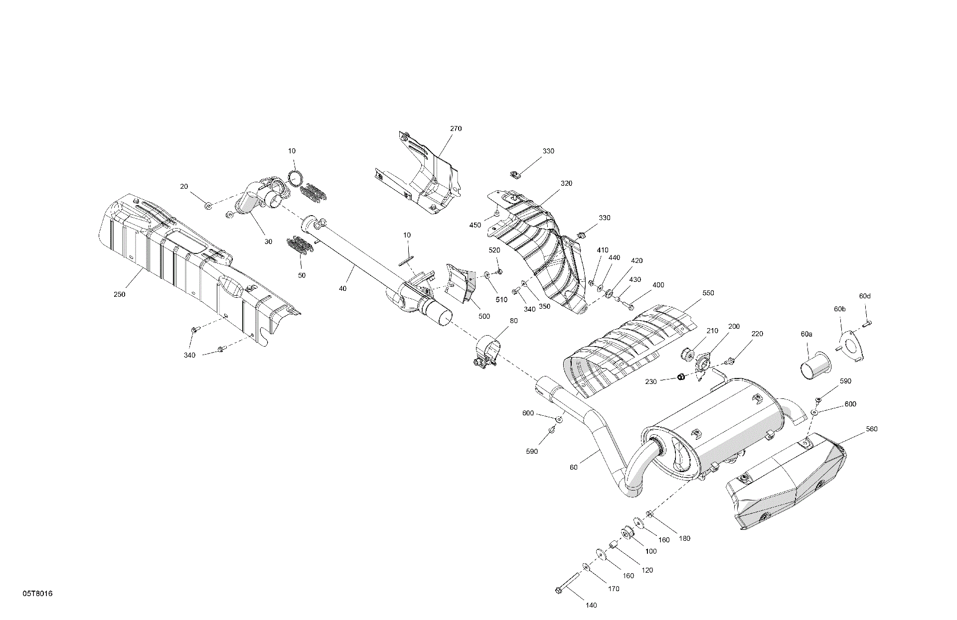 An Image of a Genuine Can-Am Parts Schematic Diagram showing the schematic - ENGINE - EXHAUST