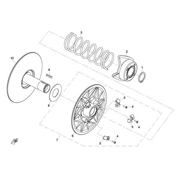 An Image of a Genuine CFMOTO Parts Schematic Diagram showing the schematic - DRIVEN PULLEY (REAR) - 2015 CFMOTO ZFORCE 800 Trail