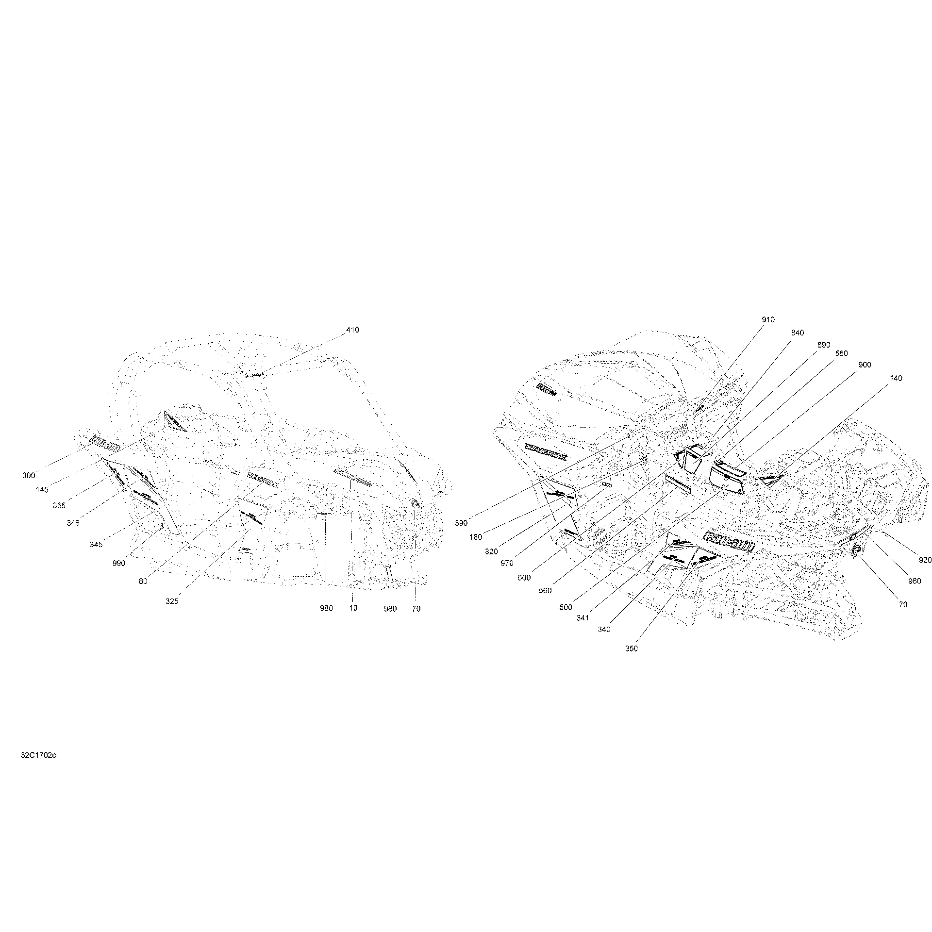An Image of a Genuine Can-Am Parts Schematic Diagram showing the schematic - DECALS - TURBO