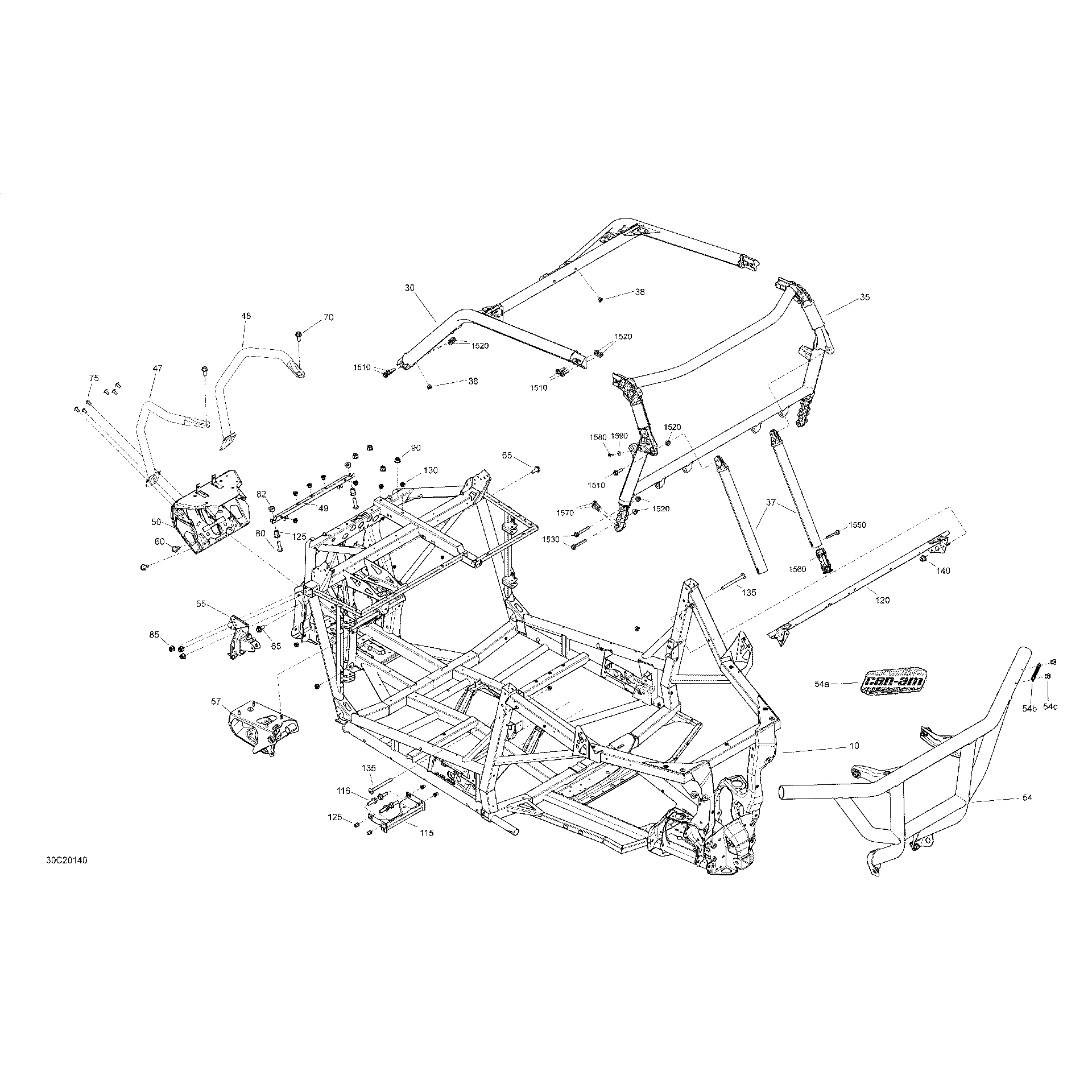 An Image of a Genuine Can-Am Parts Schematic Diagram showing the schematic - FRAME