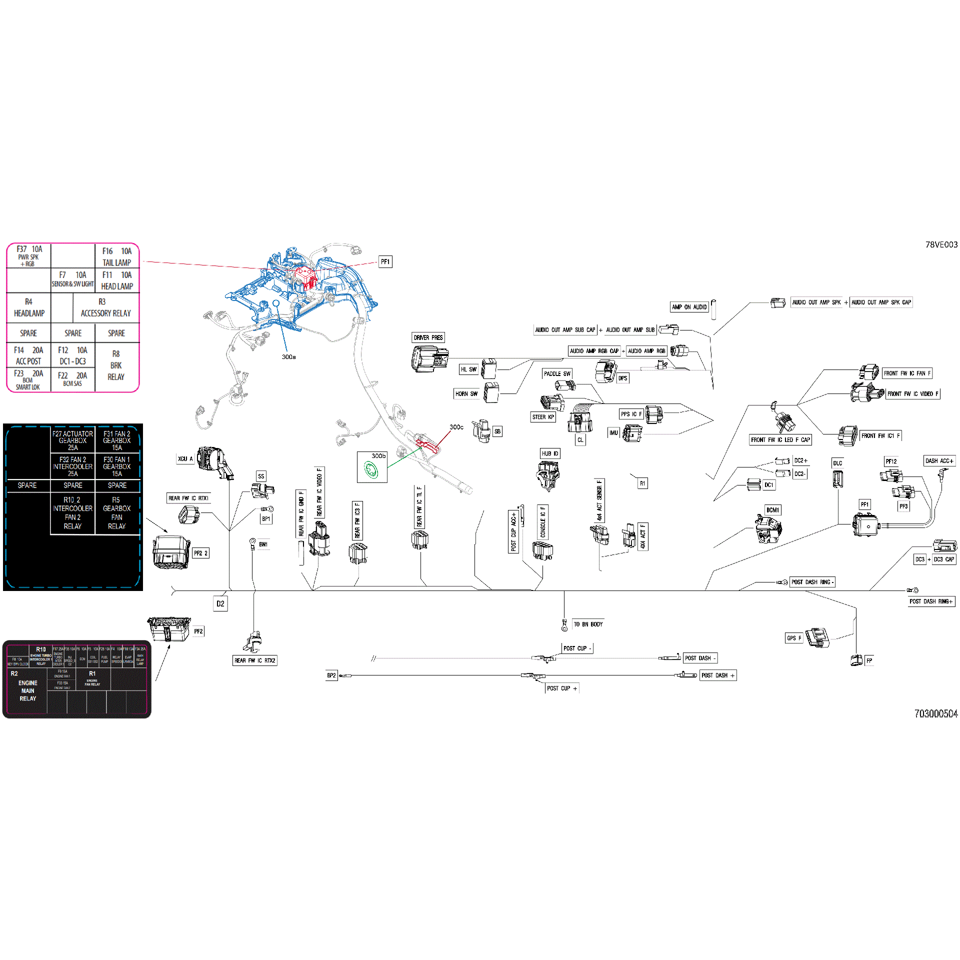An Image of a Genuine Can-Am Parts Schematic Diagram showing the schematic - ELECTRIC - MAIN HARNESS - 710009624