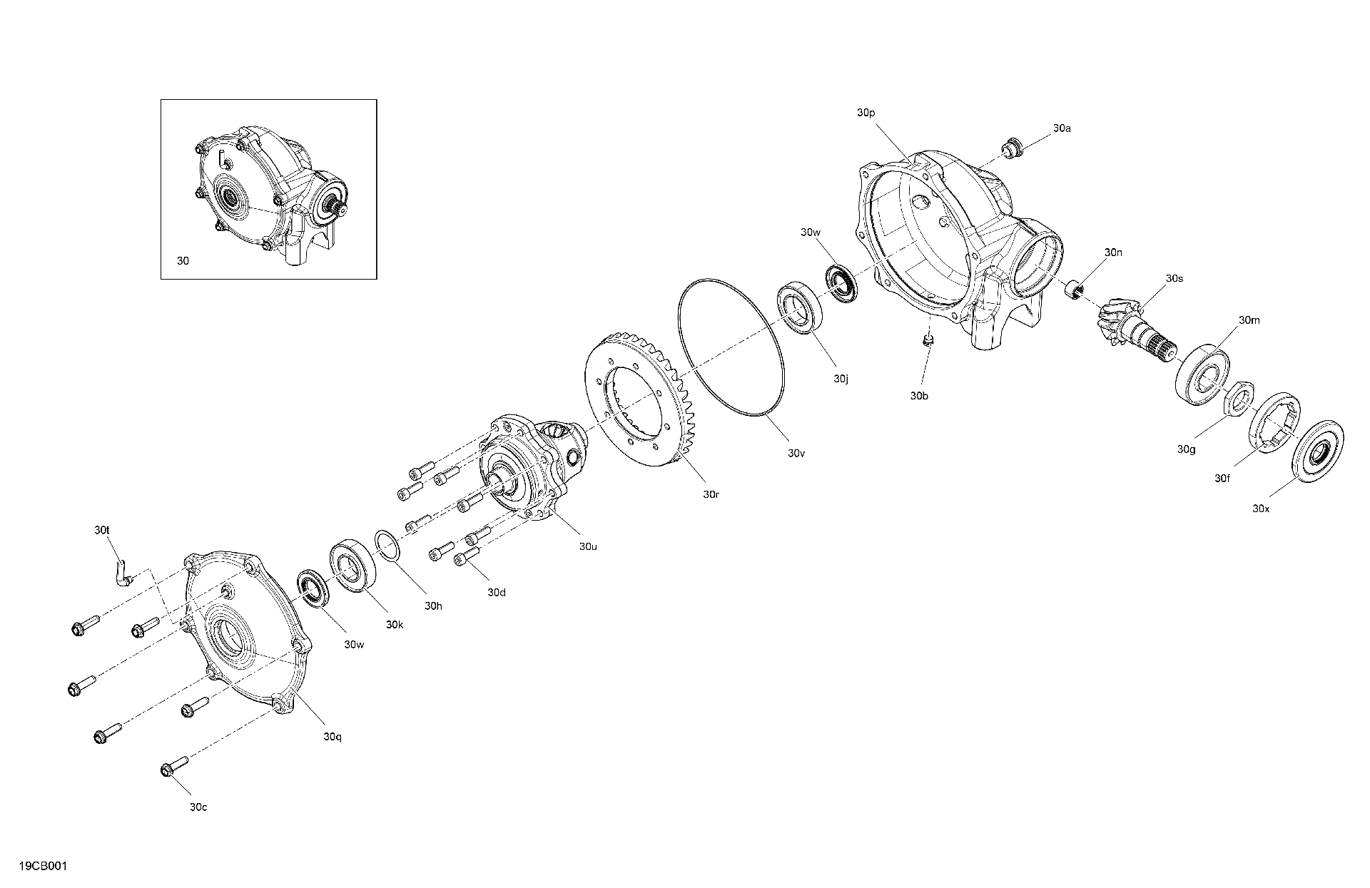 An Image of a Genuine Can-Am Parts Schematic Diagram showing the schematic - DRIVE - FRONT - DIFFERENTIAL PARTS