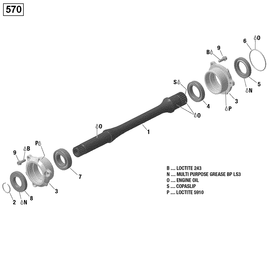 An Image of a Genuine Can-Am Parts Schematic Diagram showing the schematic - DRIVE SHAFT - 570 EFI