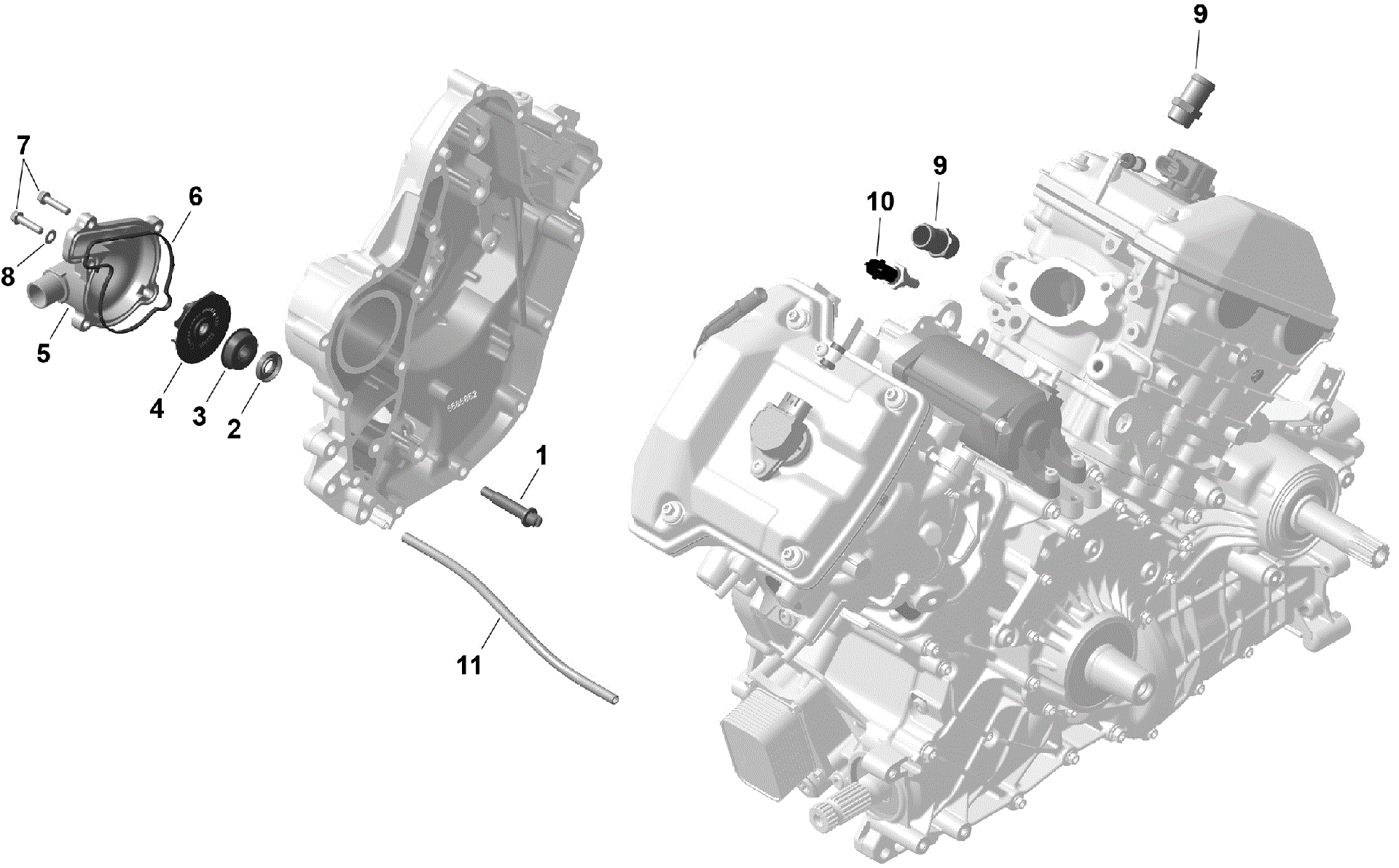An Image of a Genuine Can-Am Parts Schematic Diagram showing the schematic - ROTAX - ENGINE COOLING