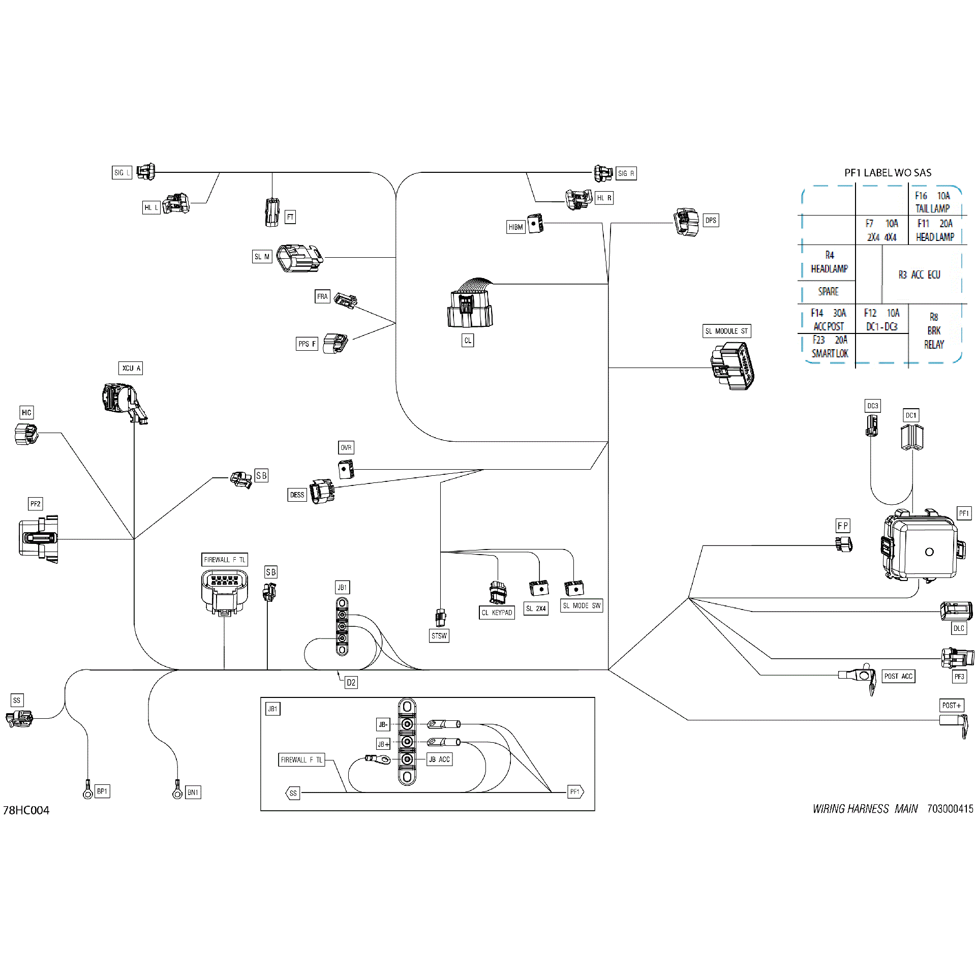 An Image of a Genuine Can-Am Parts Schematic Diagram showing the schematic - ELECTRIC - MAIN HARNESS - 710008828