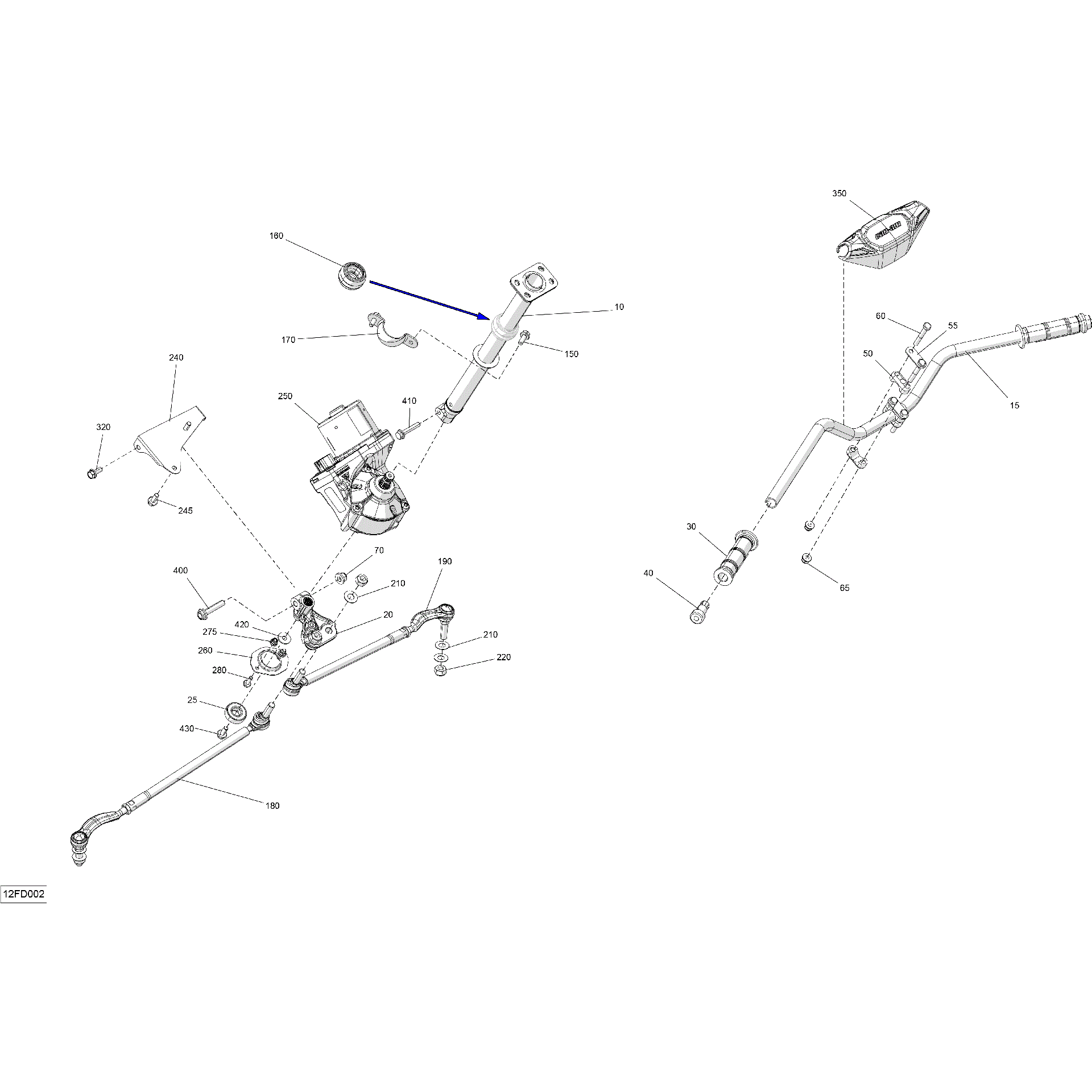 An Image of a Genuine Can-Am Parts Schematic Diagram showing the schematic - MECHANIC - STEERING