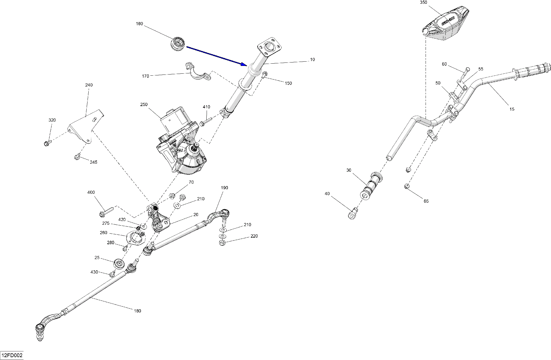An Image of a Genuine Can-Am Parts Schematic Diagram showing the schematic - MECHANIC - STEERING