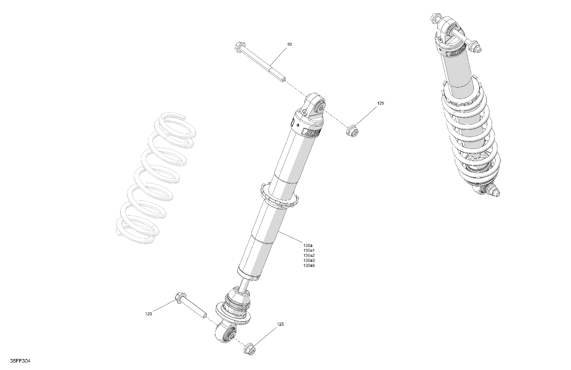 An Image of a Genuine Can-Am Parts Schematic Diagram showing the schematic - SUSPENSION - FRONT SHOCKS
