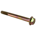 Gold-tone hex flange screw with threaded shaft and integrated washer head.