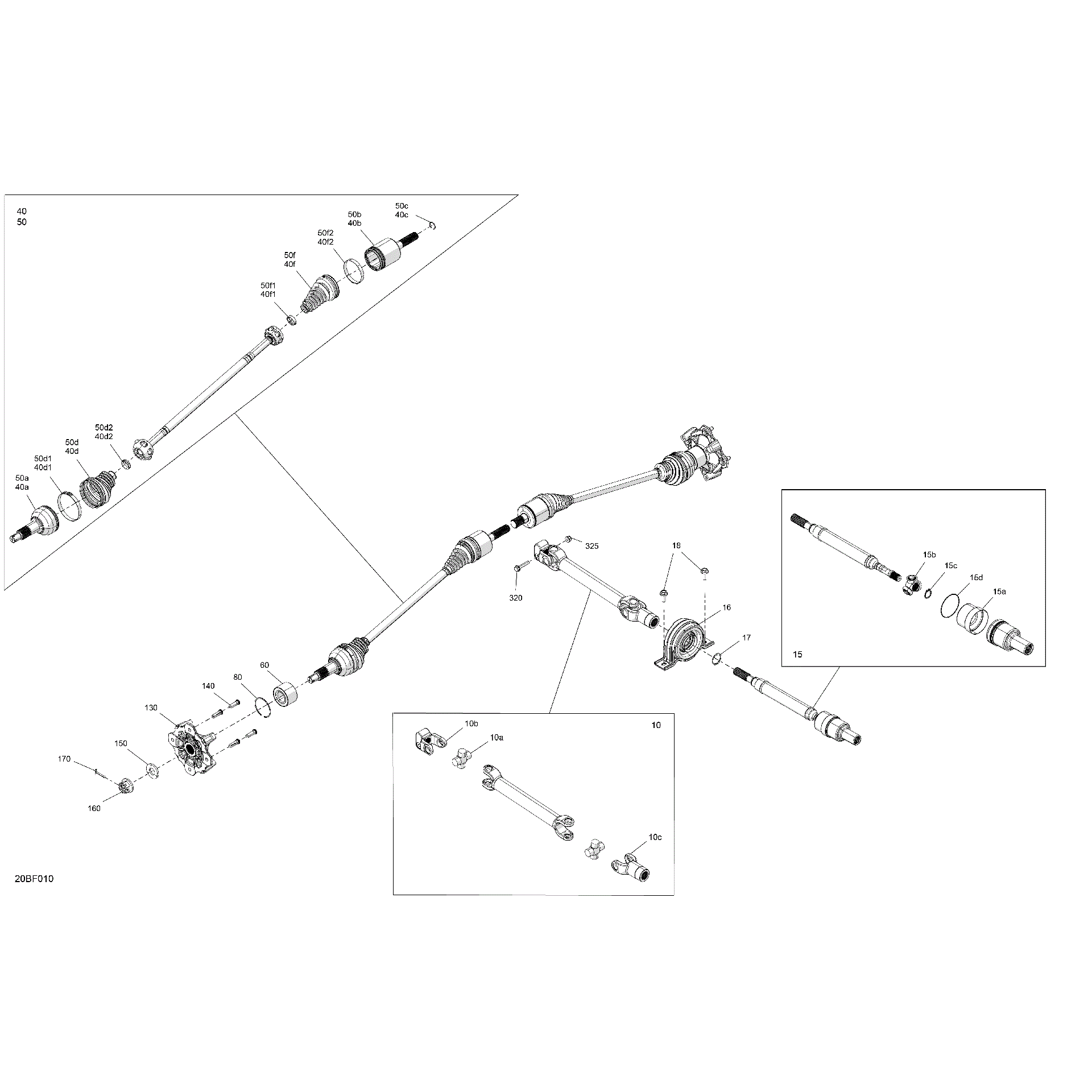 An Image of a Genuine Can-Am Parts Schematic Diagram showing the schematic - DRIVE - FRONT - COMMON PARTS